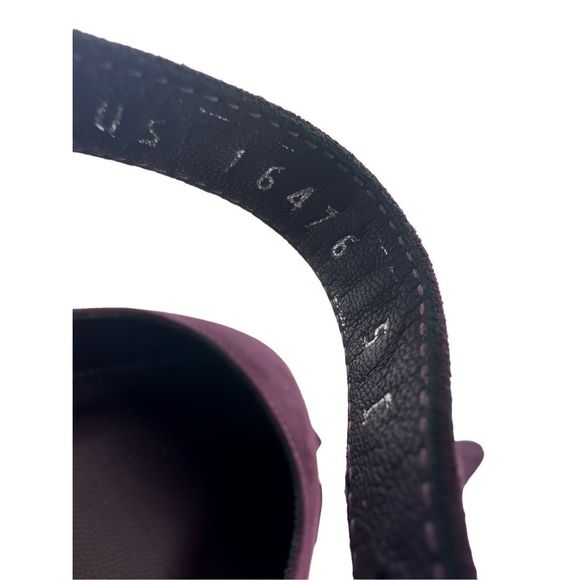 Salvatore Ferragamo Ortensia Suede Mary Jane Purple Silver Geometric Heel Sz 5C‎ - Picture 10 of 11